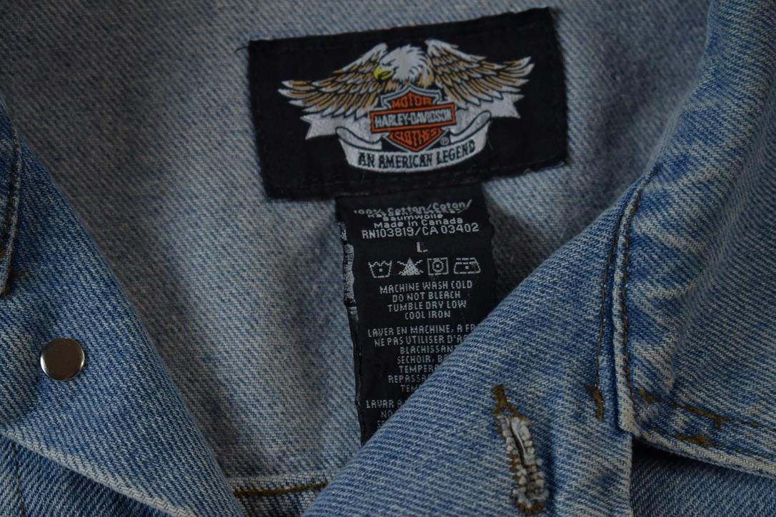 Vintage Y2K Harley Davidson Motorcycles Embroidered Jean Jacket - Large