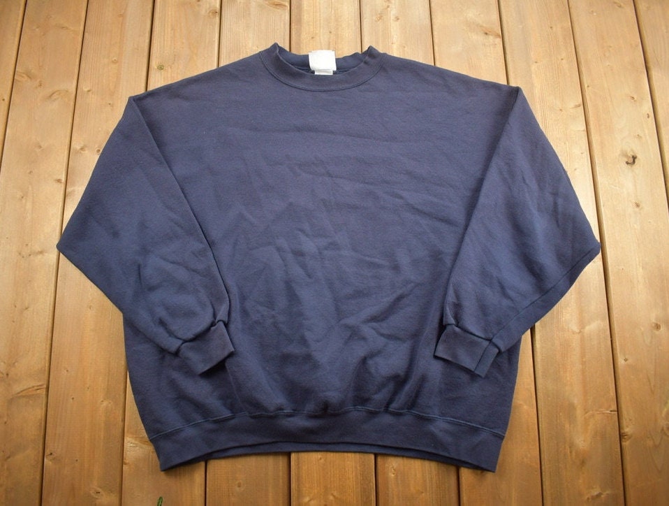 Vintage 1990s Lee Heavyweight Blank Navy Crewneck Sweatshirt