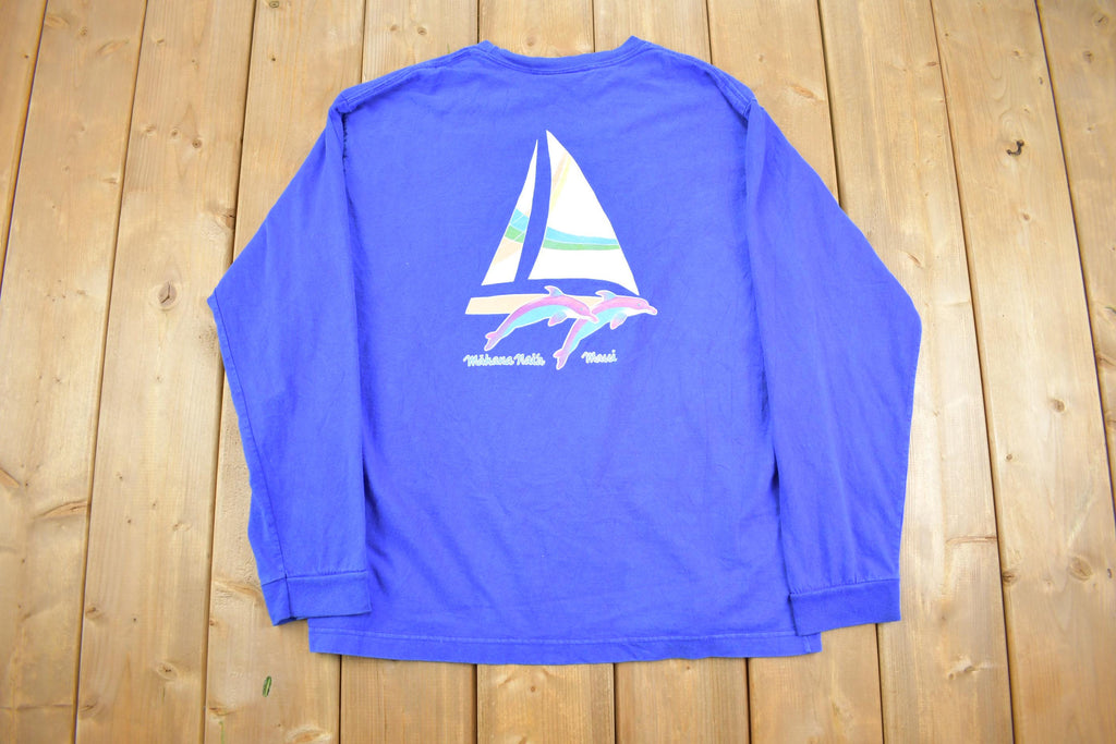 Vintage 1990s Hawaii Maui Sail Boat Long Sleeve Shirt