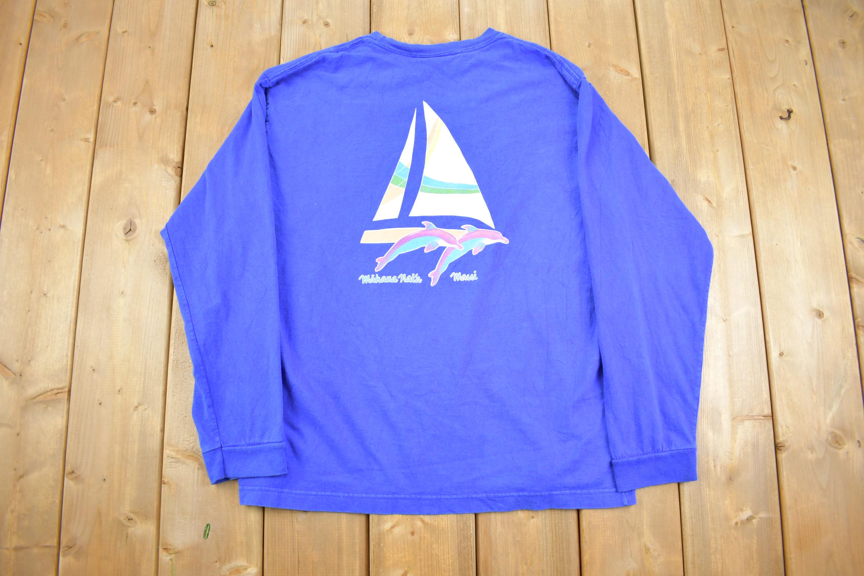 Vintage 1990s Hawaii Maui Sail Boat Long Sleeve Shirt
