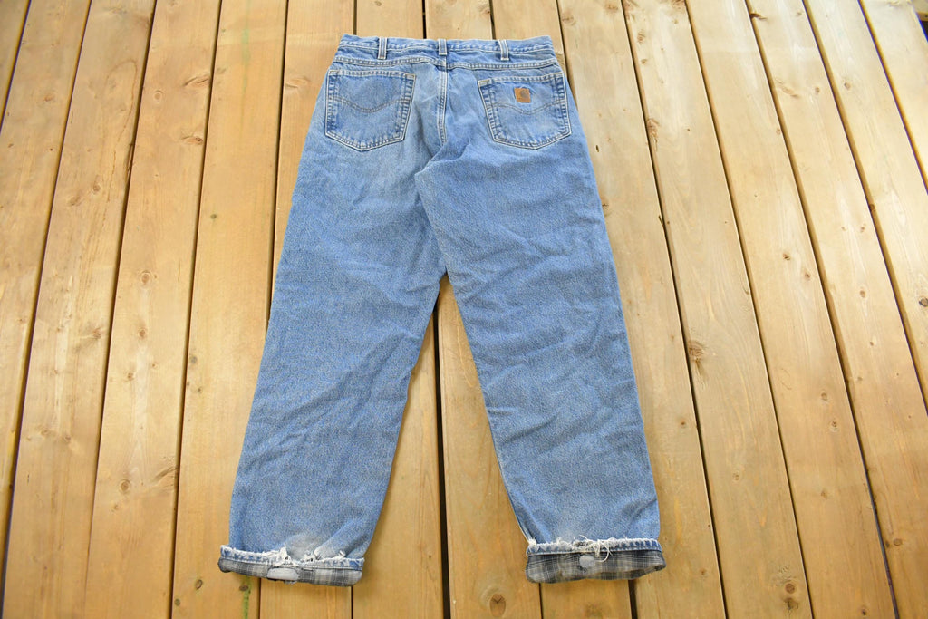 Vintage 1990s Carhartt Flannel Lined Denim Jeans Men's 34 x 31