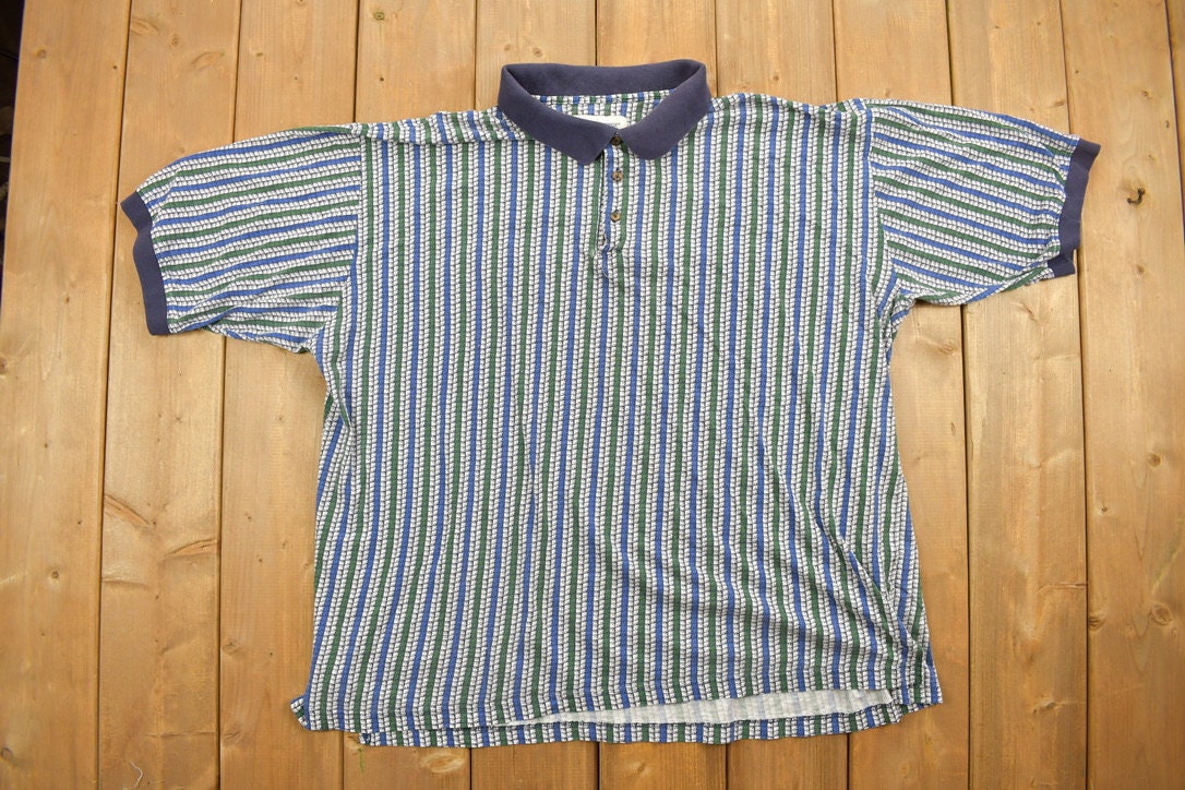 Vintage 1990s Munsingwear All Over Print Collared Polo Shirt