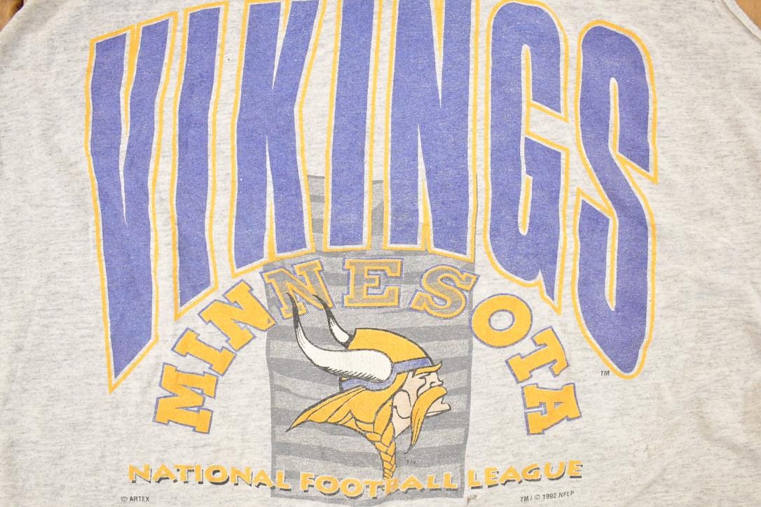 Vintage 1992 Minnesota Vikings Graphic Print NFL Souvenir Football Tank Top Women's M