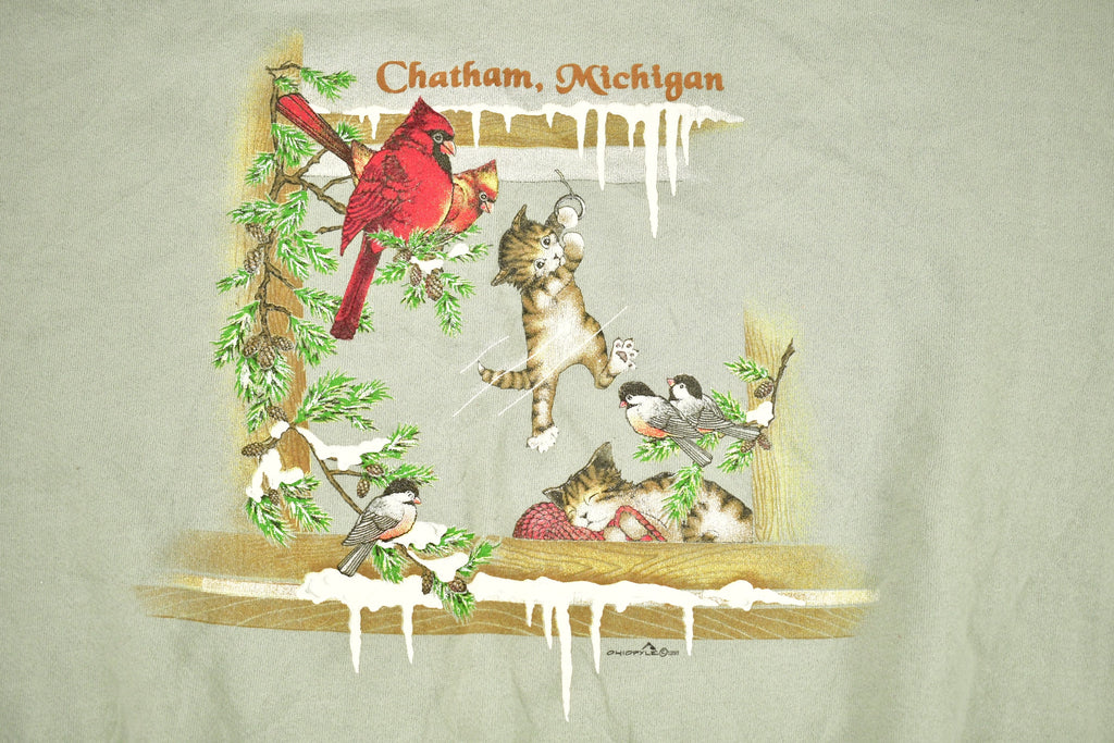 Vintage 1990s Chatham Michigan Cute Animal Graphic Crewneck Sweatshirt