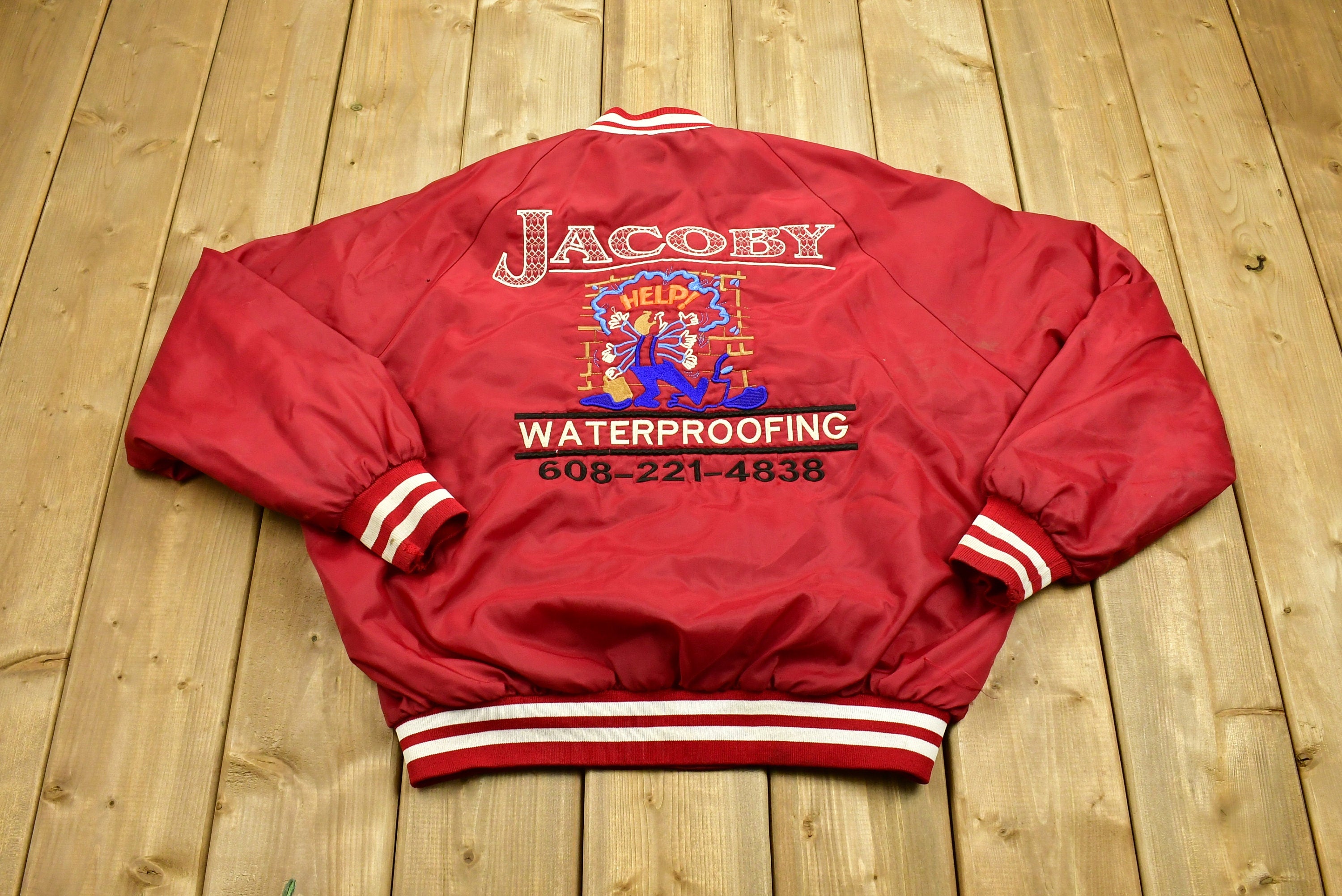 Vintage 1980s Jacoby Waterproofing Satin Work Jacket
