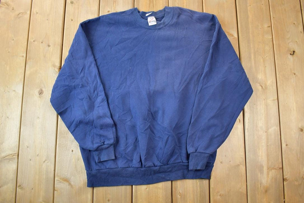 Vintage 1990s Jerzees Blank Blue Crewneck Sweatshirt