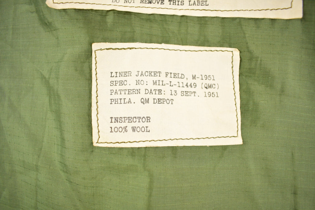 Vintage 1951 100% Wool Lining Authentic Military Parka Jacket Liner