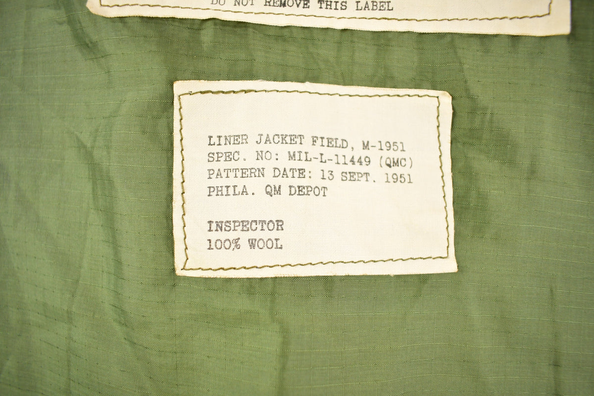 Vintage 1951 100% Wool Lining Authentic Military Parka Jacket Liner