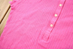 Vintage 2000s Hot Pink Ribbed Henley Tube Top