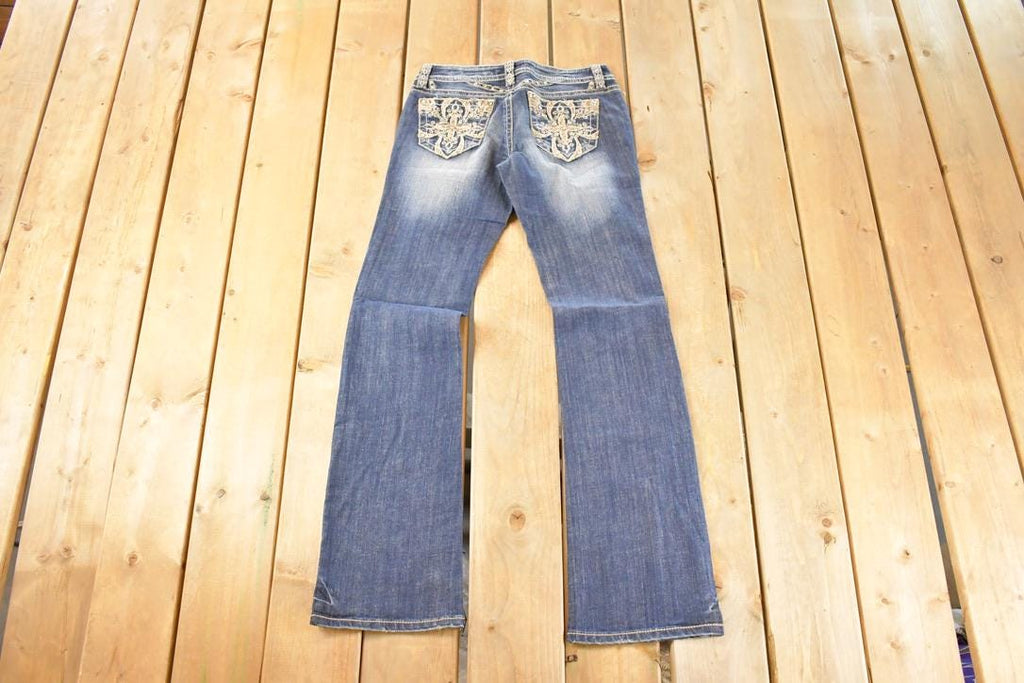 Vintage Deadstock Y2K Grace In LA Bedazzled Bootcut Low Rise Jeans Women's Size 27 x 32