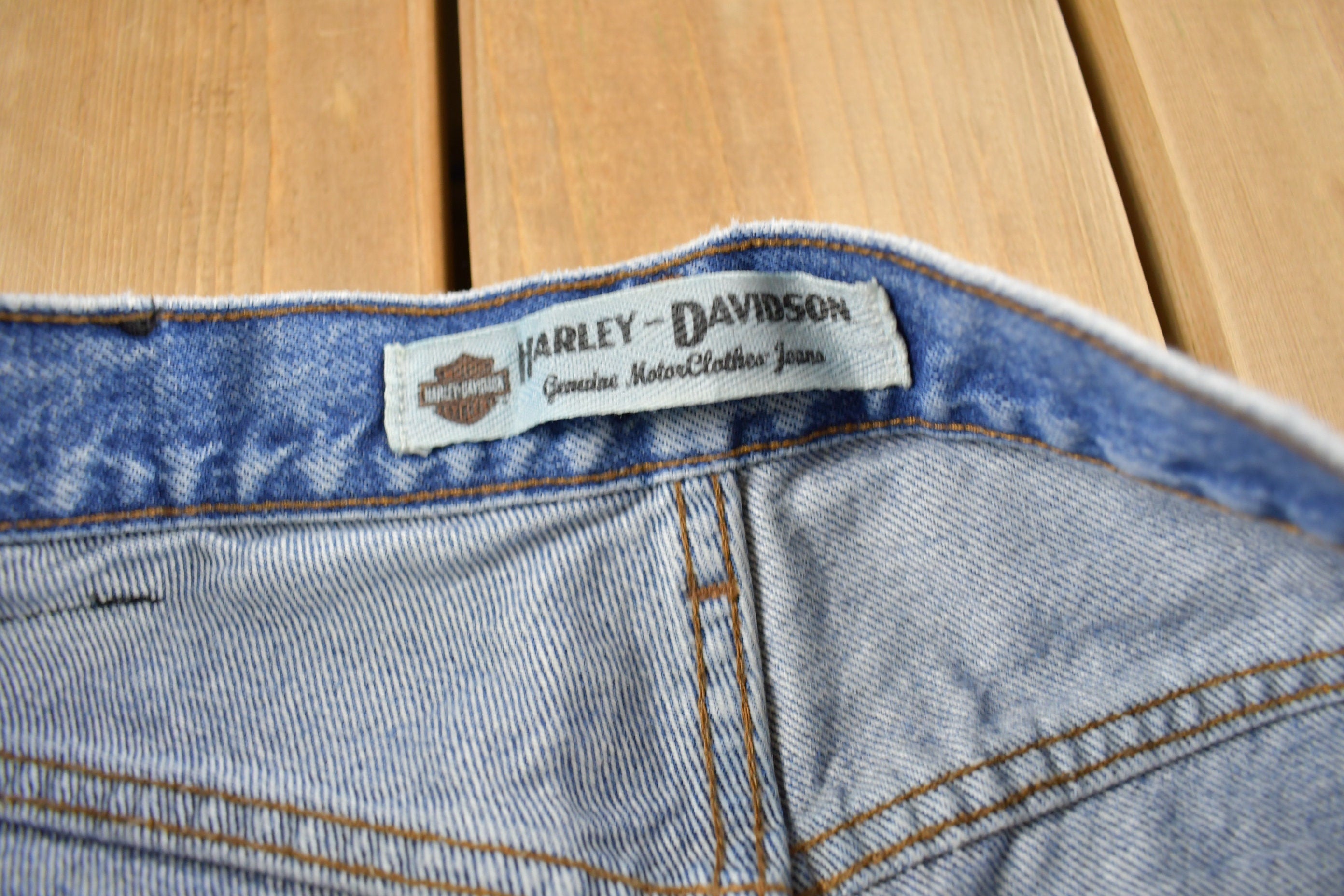 Vintage 1990s Harley Davidson Light Wash Denim Jeans Size 36 x 28