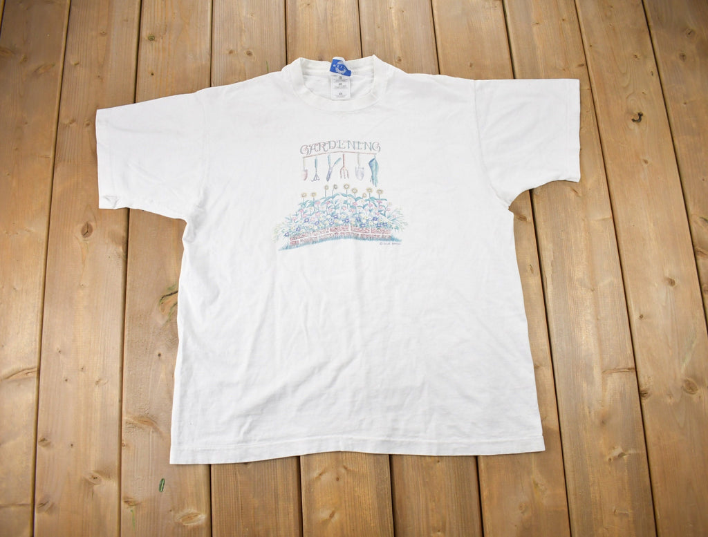 Vintage 1990s Blue Bayou Gardening Graphic T-Shirt