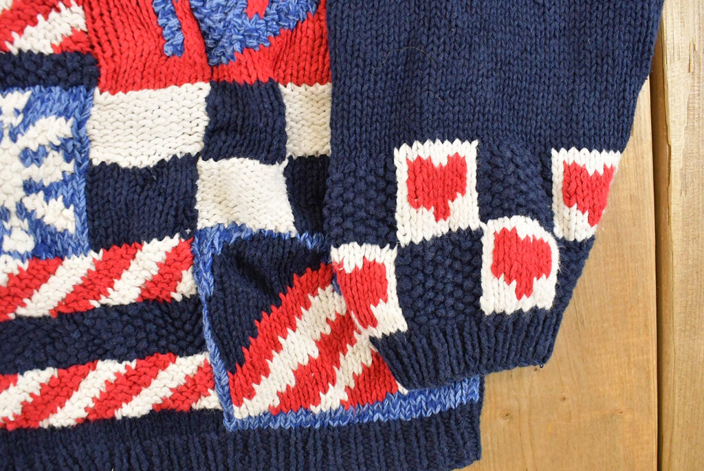 Vintage 1990s Alexandra Bartlett Grandma All Over Print Knit Cardigan Sweater Women's M