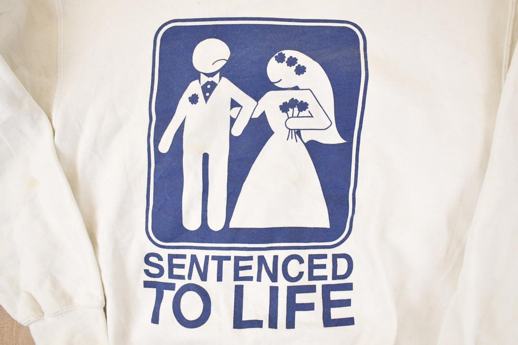 Vintage 1990s Sentenced To Life Cartoon Funny Marriage Graphic Print Crewneck Sweatshirt Mens L