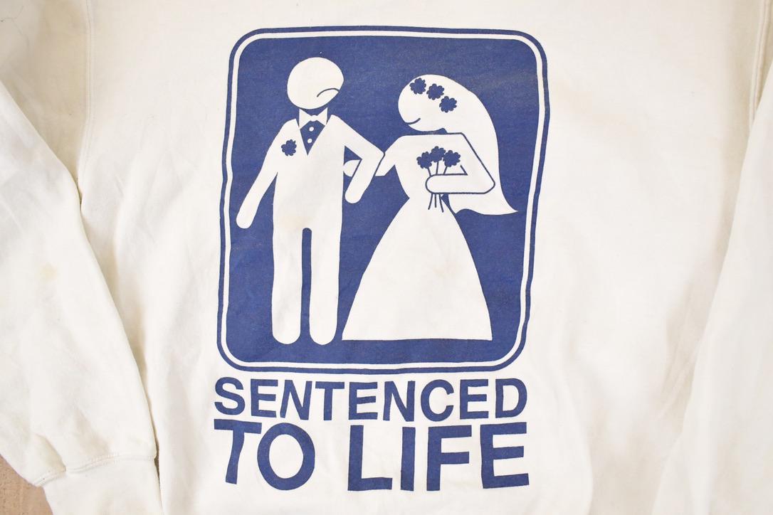 Vintage 1990s Sentenced To Life Cartoon Funny Marriage Graphic Print Crewneck Sweatshirt Mens L