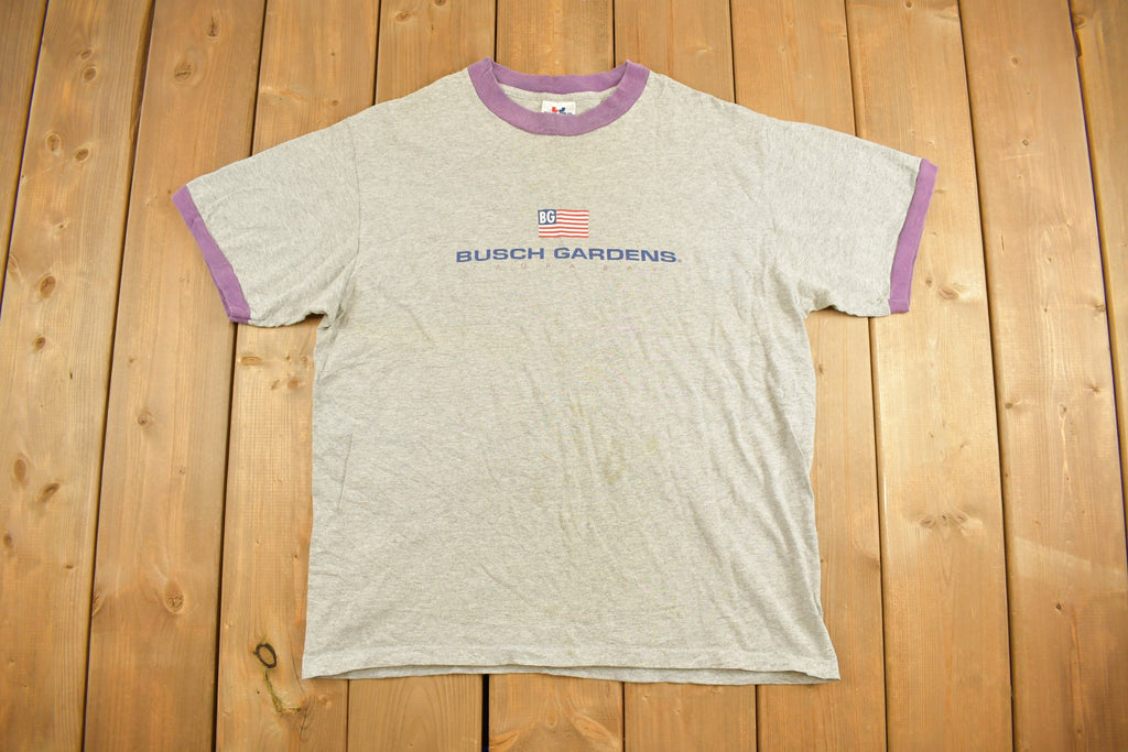 Vintage 1990s Busch Gardens Ringer Souvenir T Shirt Streetwear Made In USA