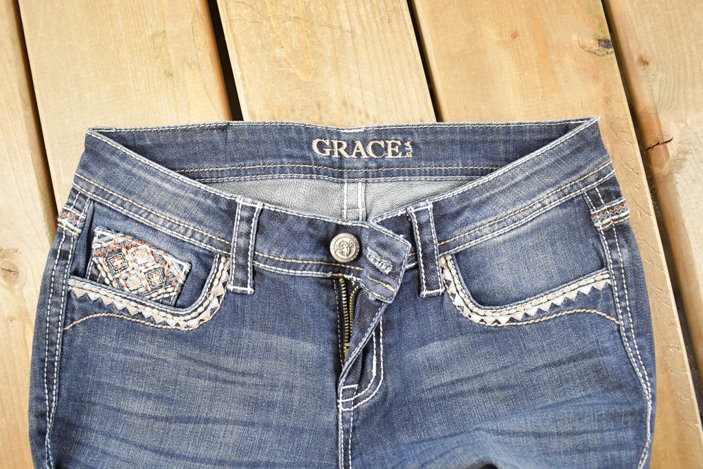 Vintage Deadstock Y2K Grace LA Bedazzled Low Rise Jeans Women's Size 27x32