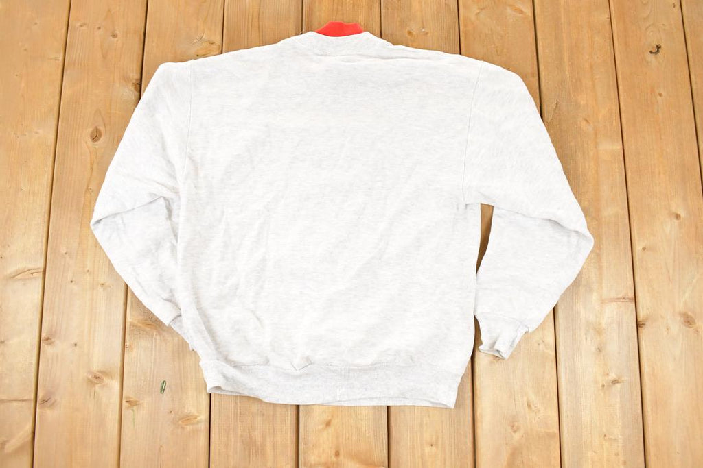 Vintage 1990s Cute Autumn Farm Collared Crewneck Sweatshirt Men's M