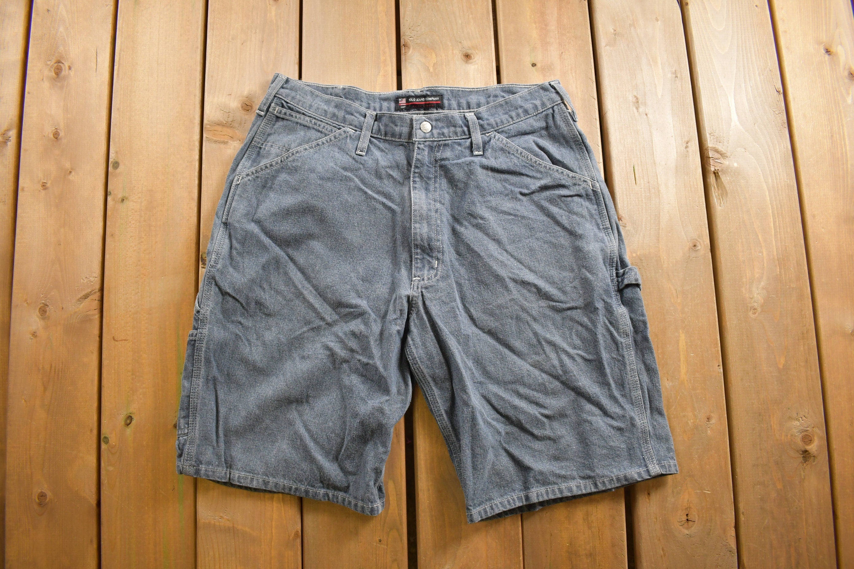 Vintage 1990s Polo Jeans Company Carpenter Shorts Size 33 x 10