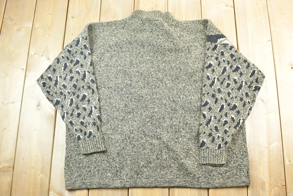 Vintage 1990s Seafarer Leopard Print Knit Crewneck Sweater