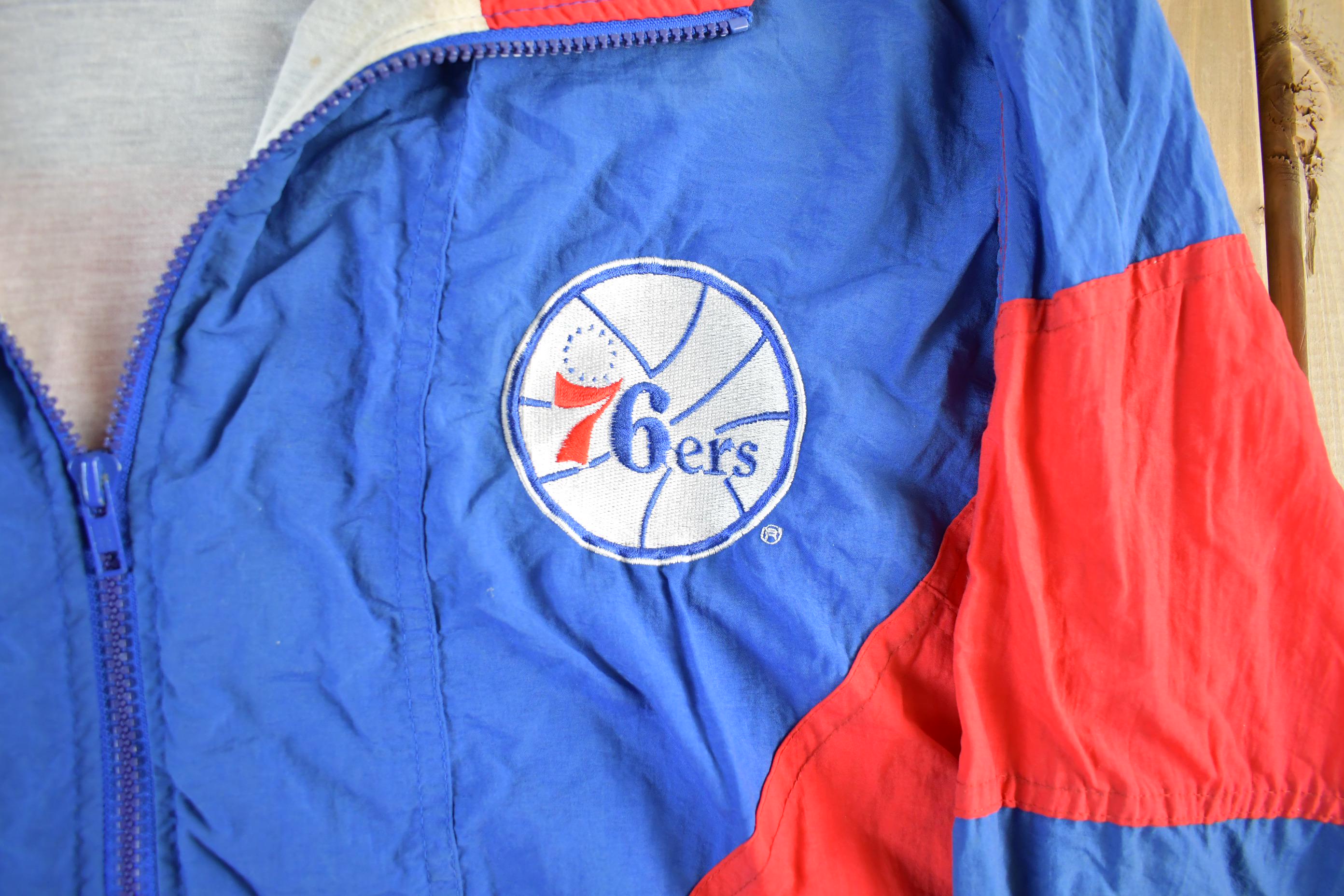 Vintage 1990s Philadelphia 76ers Logo 7 NBA Windbreaker Men's Large