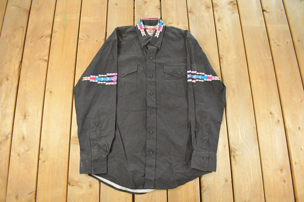 Vintage 1990s Pure Country Aztec Western Button Up Shirt Men's Medium