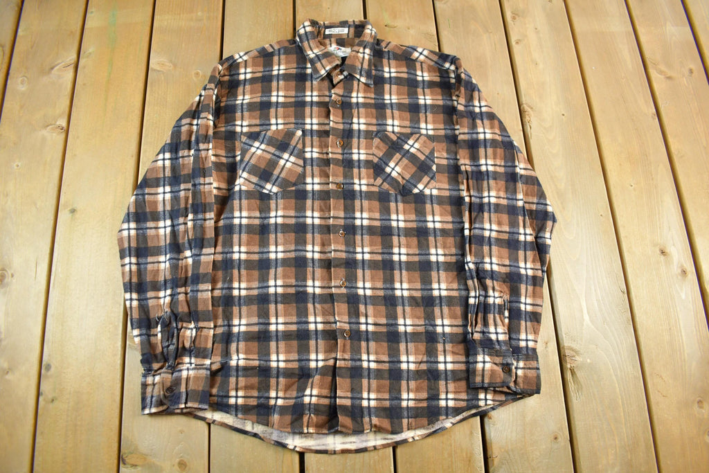 Vintage 1980s Fruit Of The Loom Flannel Button Up Shirt Men's Large
