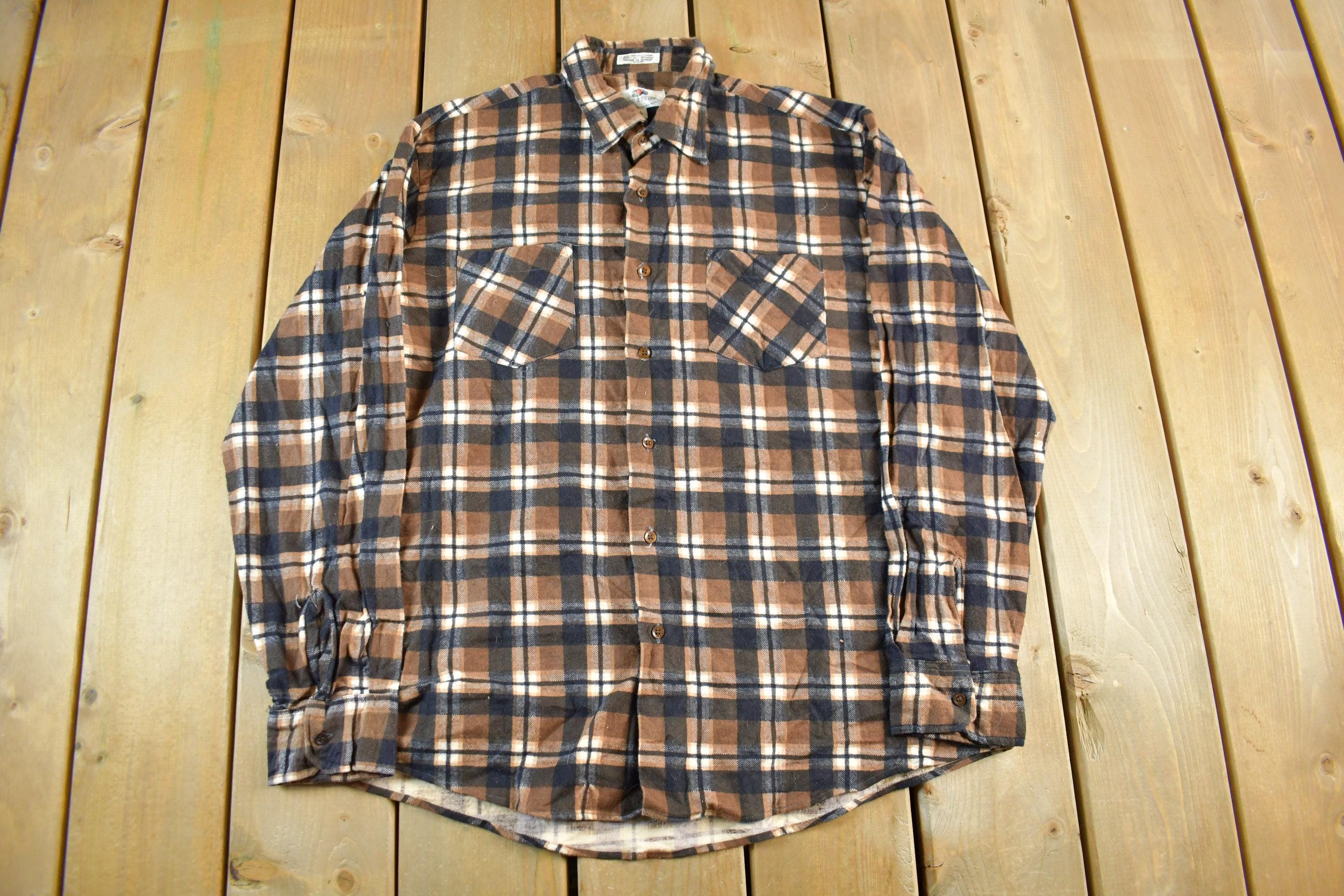 Vintage 1980s Fruit Of The Loom Flannel Button Up Shirt Men's Large