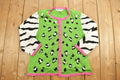 Vintage 1990s Striped Animal Graphic Knit Cardigan Sweater