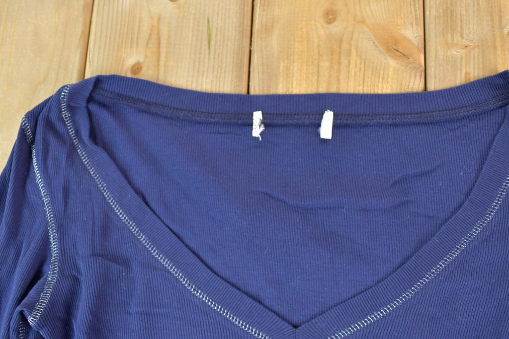 Women Vintage Vigoss Y2K Blue V Neck T-Shirt