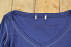 Women Vintage Vigoss Y2K Blue V Neck T-Shirt