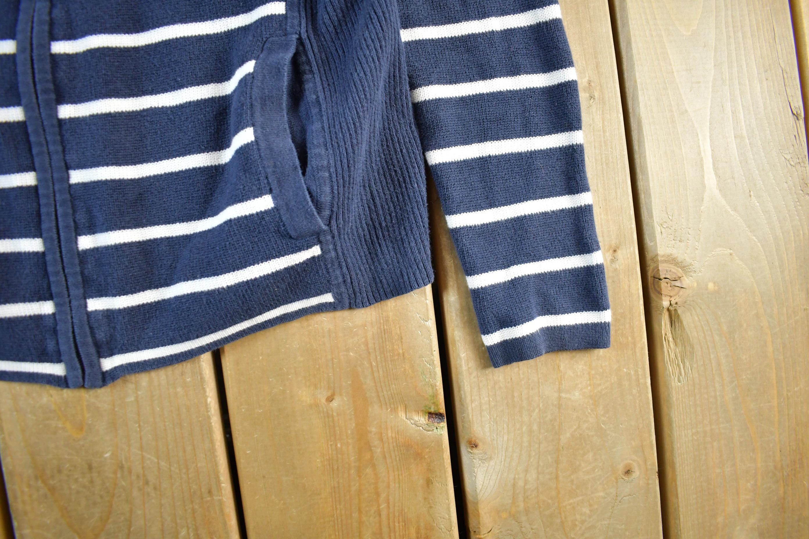 Vintage 1990s Lauren Ralph Lauren Active Knit Full Zip Sweater Women's Small / Striped Sweater / Polo