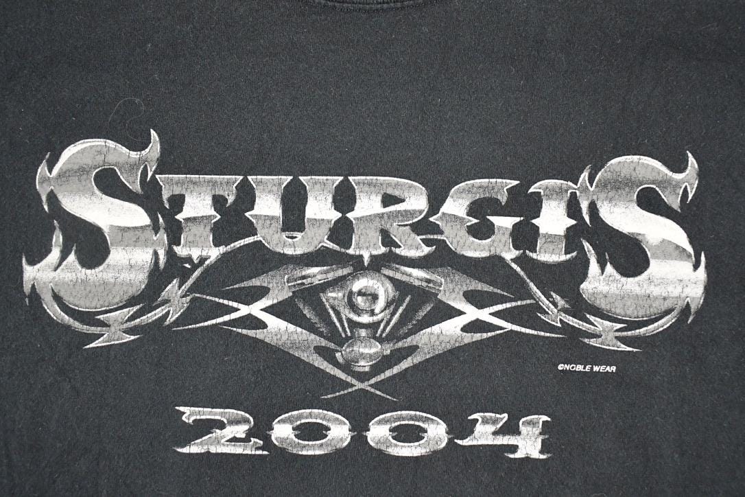 Vintage Y2K Sturgis Cycle Motorcycles Biker T-Shirt Men's XL / Distressed / 2000's Grunge Faded Black