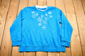 Vintage 1990s Snowflake Crewneck , Winter Nature Print Sweatshirt , Grandma Style Pullover Sweatshirt , Streetwear + Retro Style