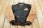 Vintage 1990s Golden Bear Leather Wool Varsity Microsoft Envision Summit World Tour Jacket Made In USA Mens M /