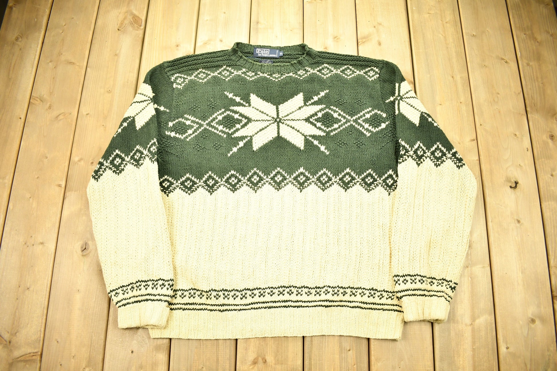 Vintage 1990s Polo Ralph Lauren Snowflake Knit Crewneck Sweater