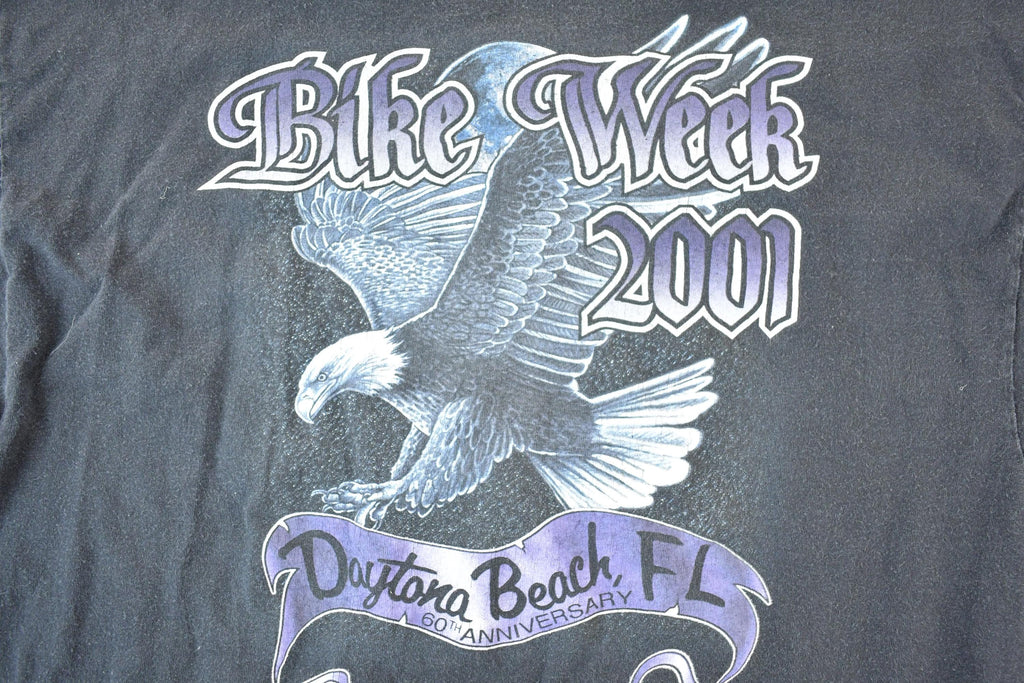 Vintage 2001 Daytona Beach Bike Week FAB Eagle Souvenir Single Stitch Graphic Print T-Shirt Made In