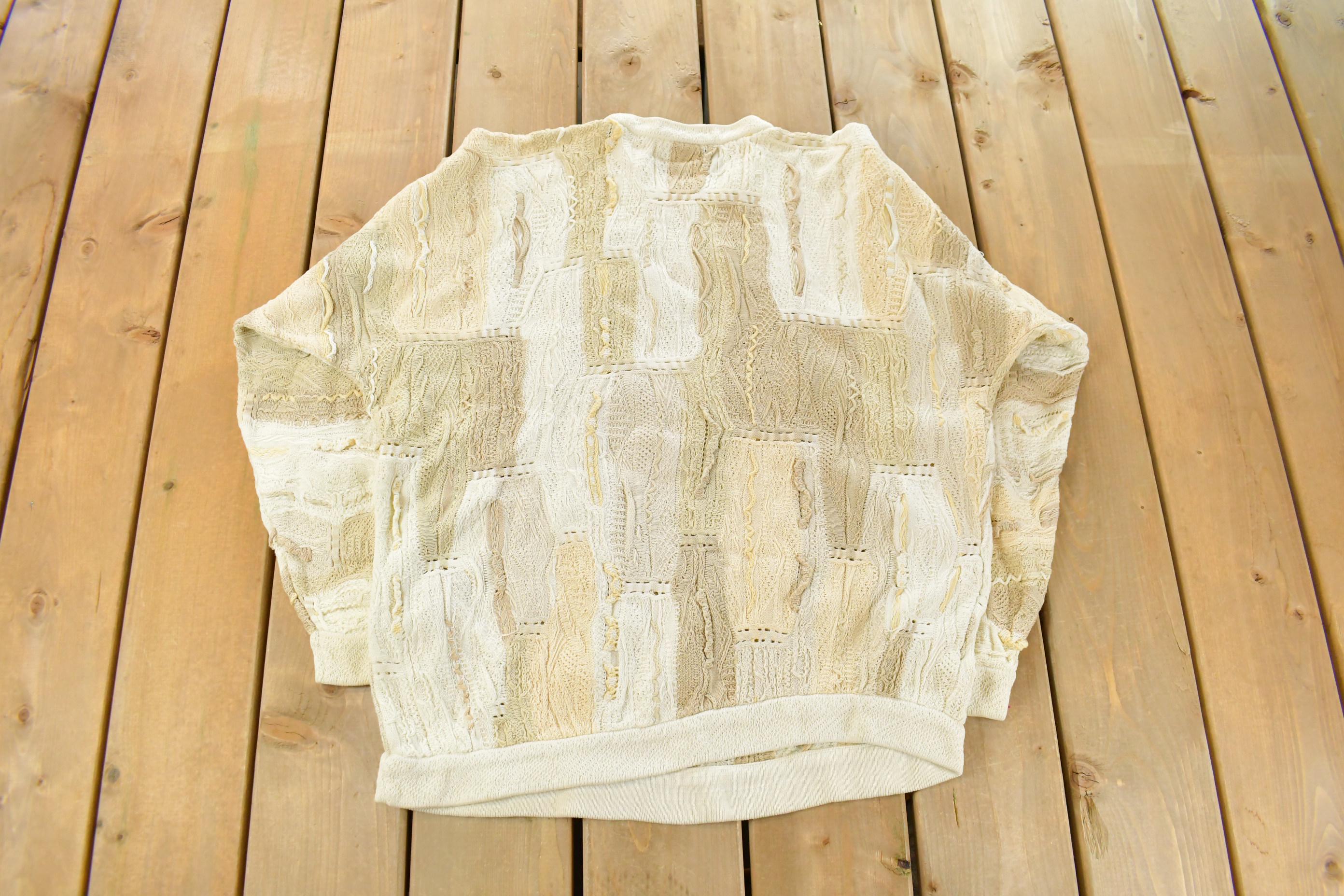 Vintage 1990s Coogi 3D Knit Abstract Crewneck Sweater Men's Large