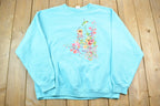Vintage 1990s Hummingbird Floral Print Cute Crewneck Sweater