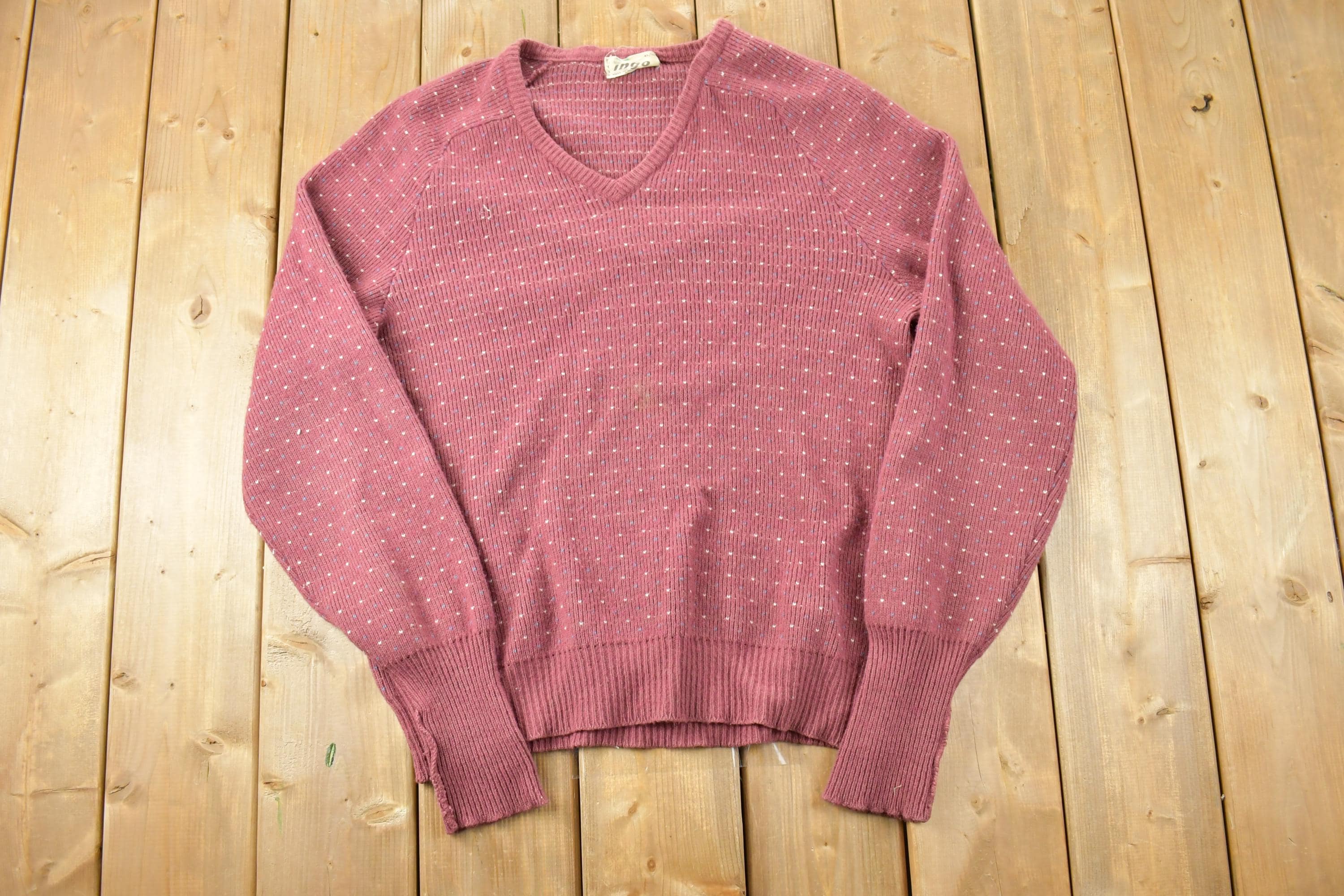 Vintage 1990s Ingo Knit V Neck Sweater