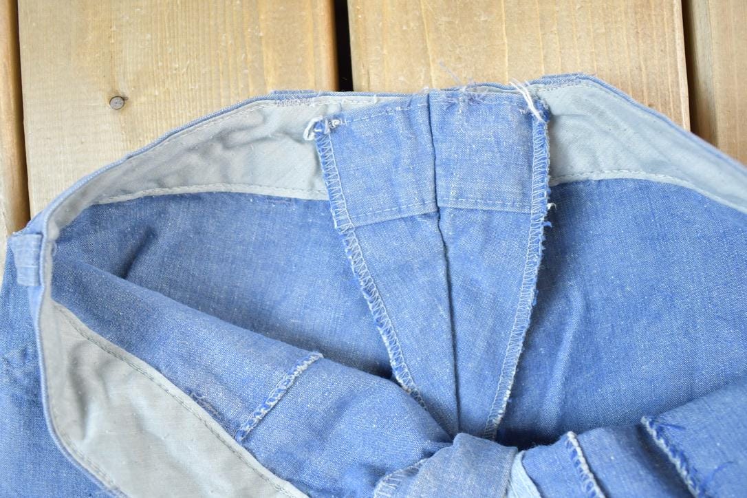 Vintage 1960s Bell Bottom Denim Jeans Size 24 x 34 Made In USA