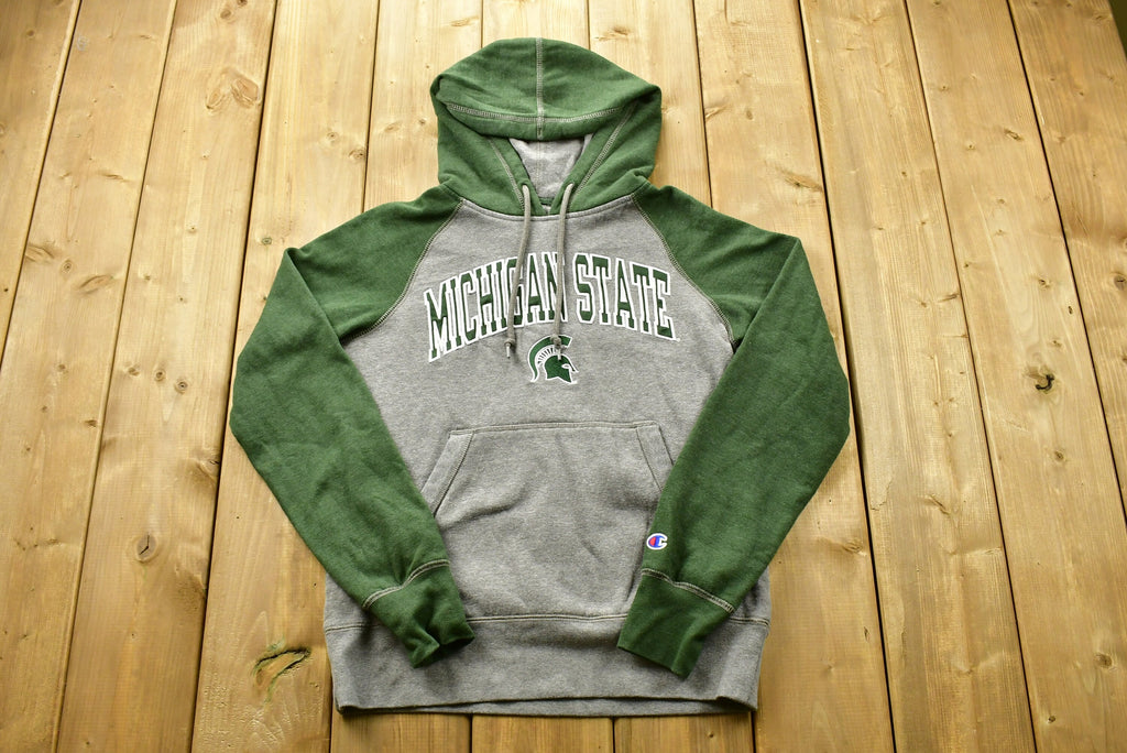 Vintage 1990s University of Michigan State Spartans Collegiate Raglan Champion Hoodie