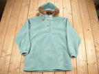 Vintage 1990s Tsunami Sport Fleece Parka Jacket  Quarter Button  Vintage Parka  Winter  Streetwear  Made In Canada  Fur Hood