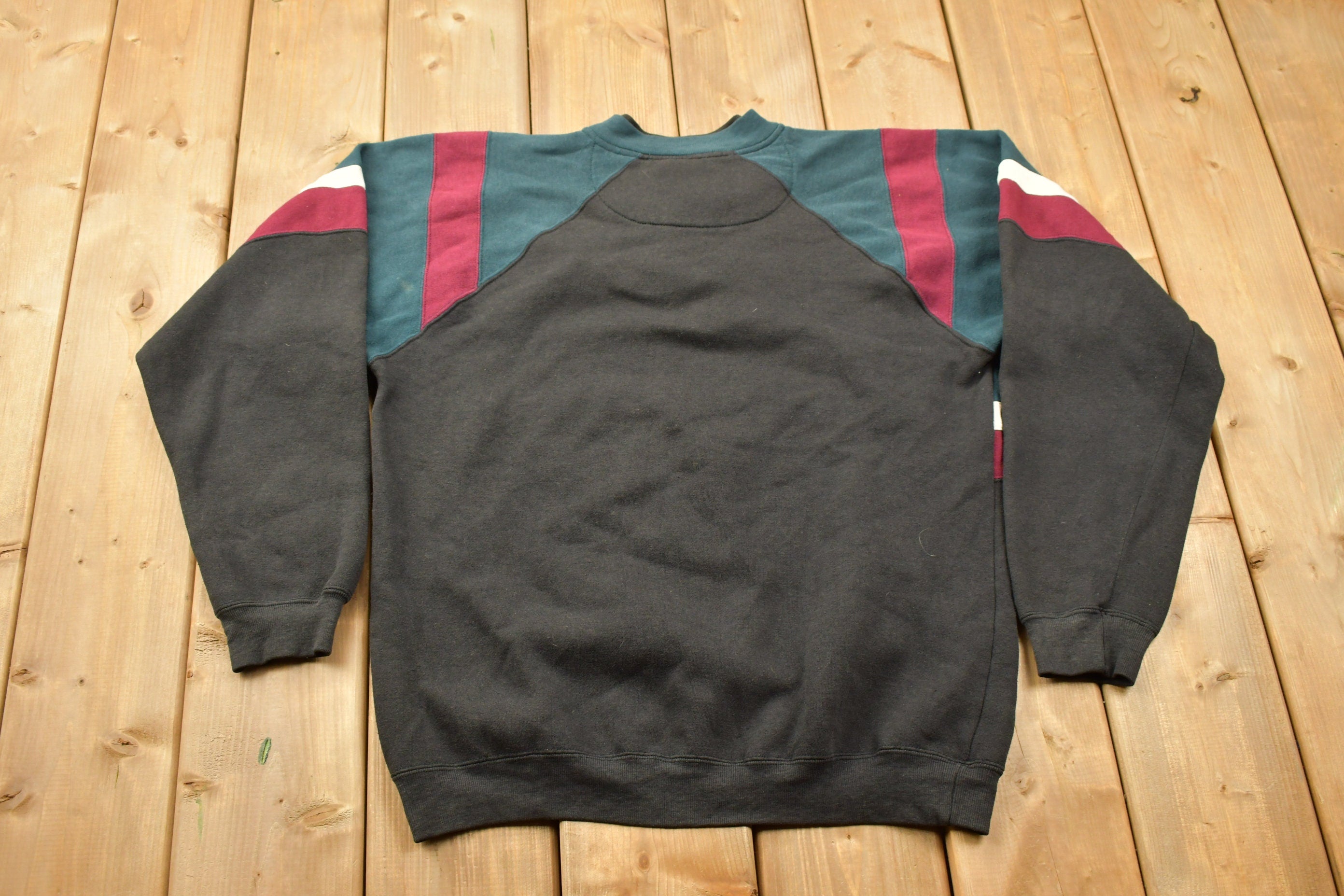 Vintage 1990s Cherokee Sport Quarter Button Striped Sweater