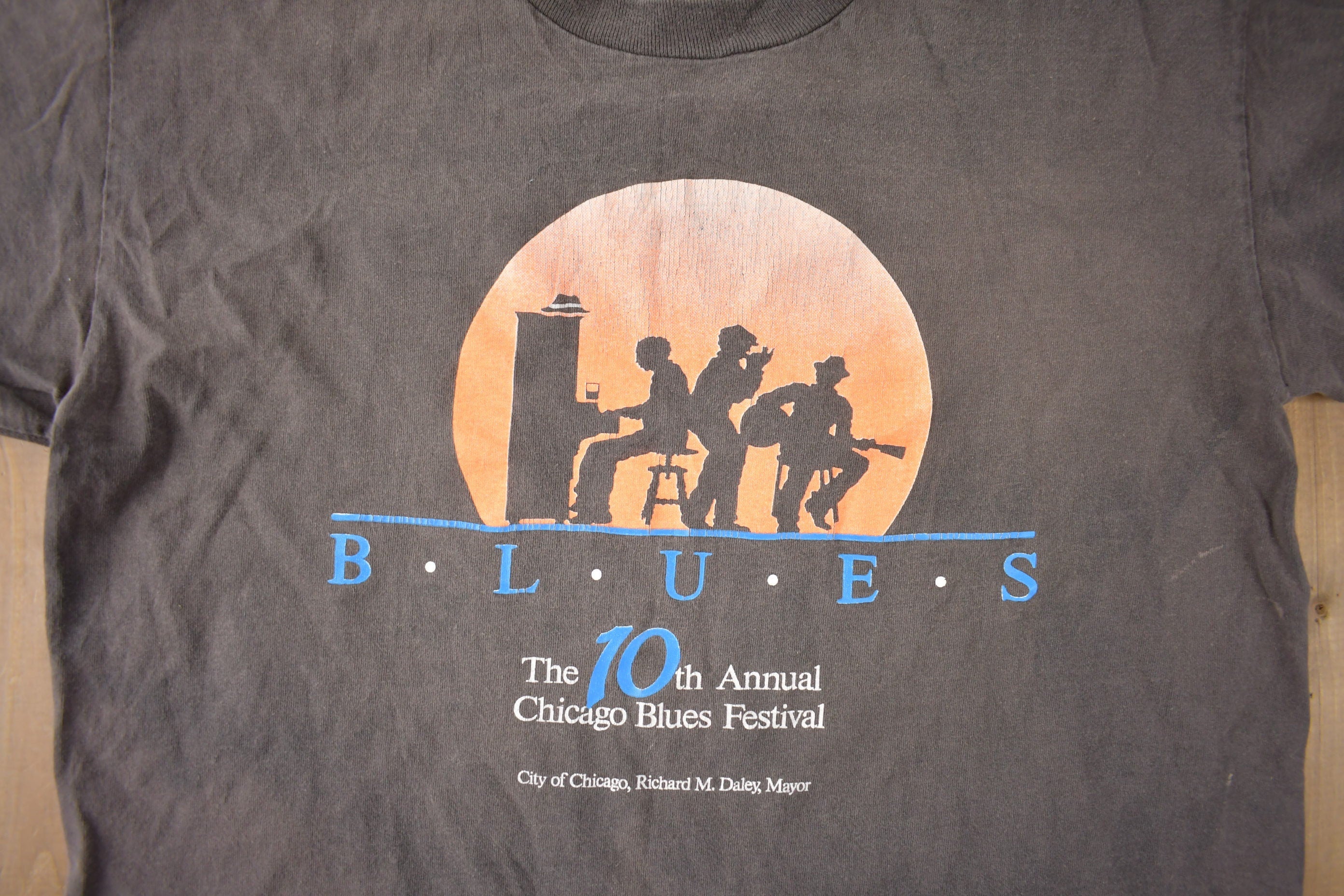Vintage 1993 Chicago Blues Festival Single Stitch Graphic T Shirt Made In USA
