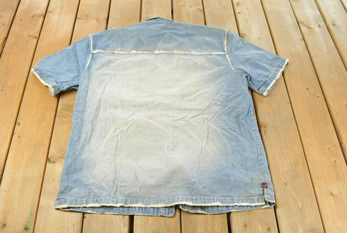Vintage Y2K Phat Farm Denim Short Sleeve Button Up Shirt Men's XL / Vintage Hip Hop / Embroidered