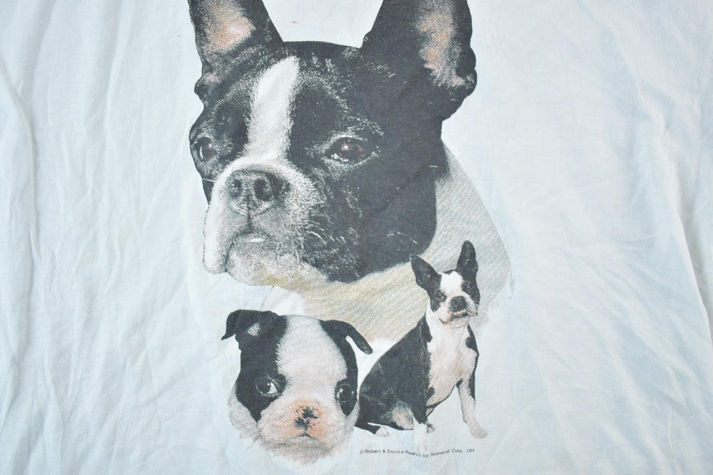 Vintage 90s Boston Terrier Puppy T-Shirt - Mens XL