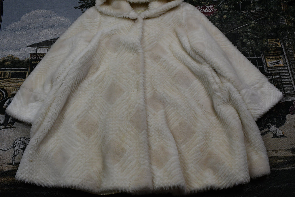 Vintage Fur Coat / Winter Outerwear / Streetwear Fashion / Hooded Fuzzy Coat / Button Up / Ultra Fur / Made In USA