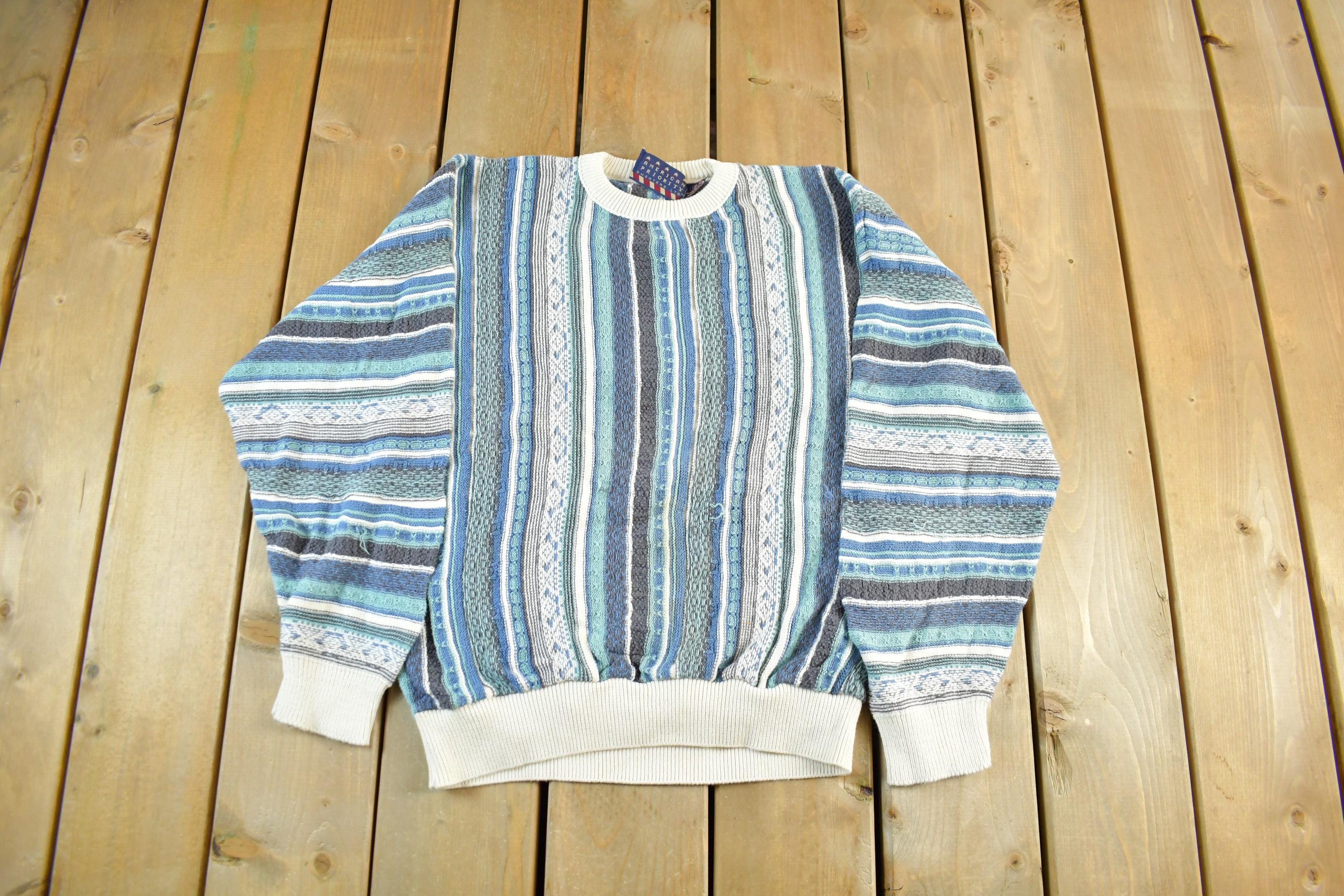 Vintage 1990s American Priority 3D Knit Sweater Mens Large