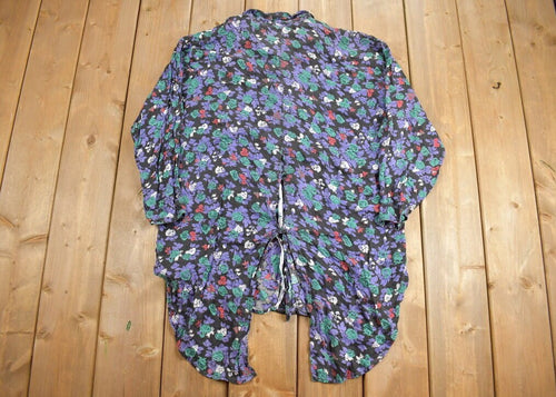 Vintage Y2k Symbol 2000 Floral Button Up Short Sleeve Shirt